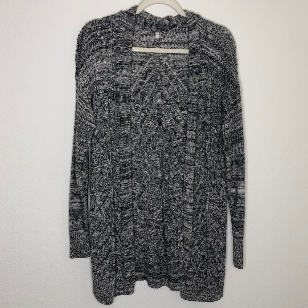 gray crochet long cardigan large